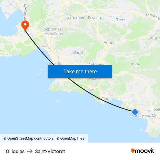 Ollioules to Saint-Victoret map