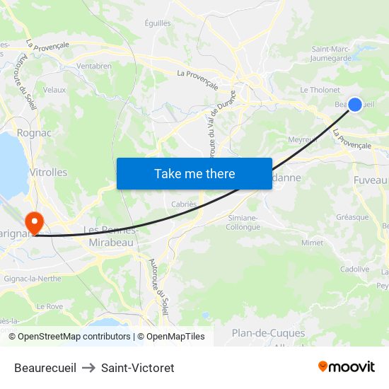 Beaurecueil to Saint-Victoret map