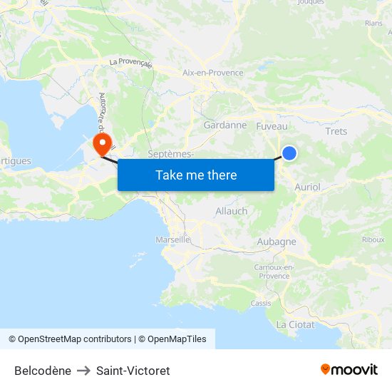 Belcodène to Saint-Victoret map