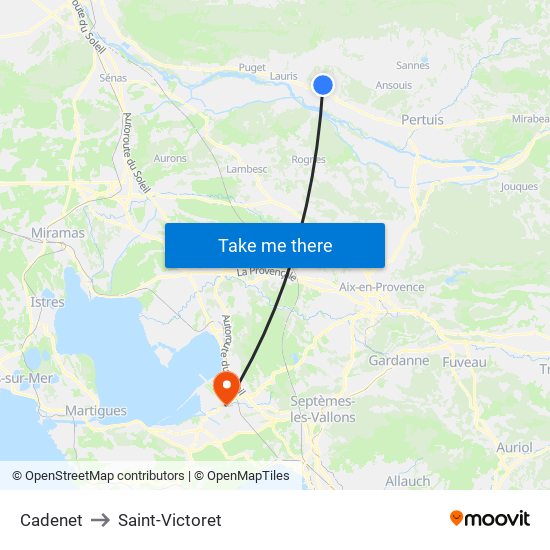 Cadenet to Saint-Victoret map