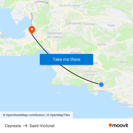 Ceyreste to Saint-Victoret map