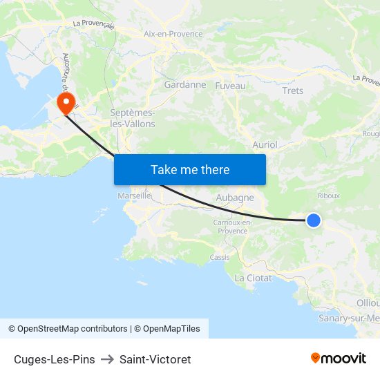 Cuges-Les-Pins to Saint-Victoret map