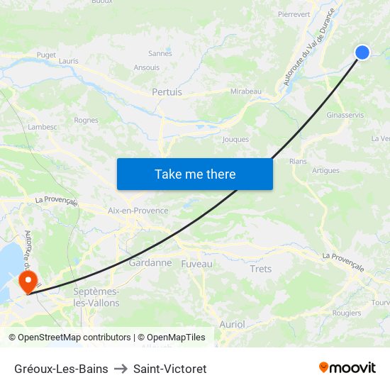 Gréoux-Les-Bains to Saint-Victoret map