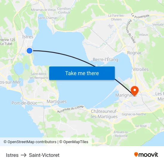 Istres to Saint-Victoret map