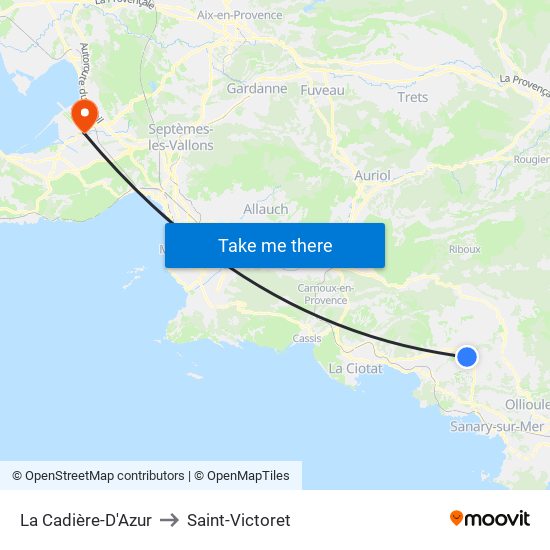 La Cadière-D'Azur to Saint-Victoret map