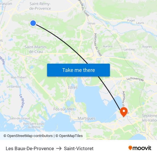 Les Baux-De-Provence to Saint-Victoret map