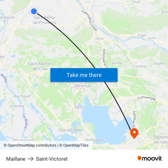 Maillane to Saint-Victoret map