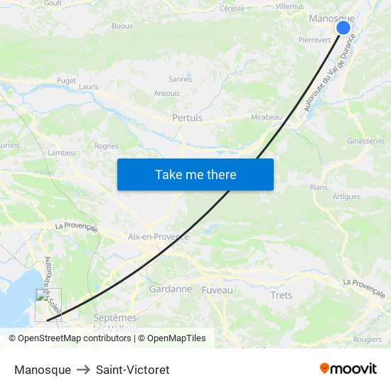 Manosque to Saint-Victoret map