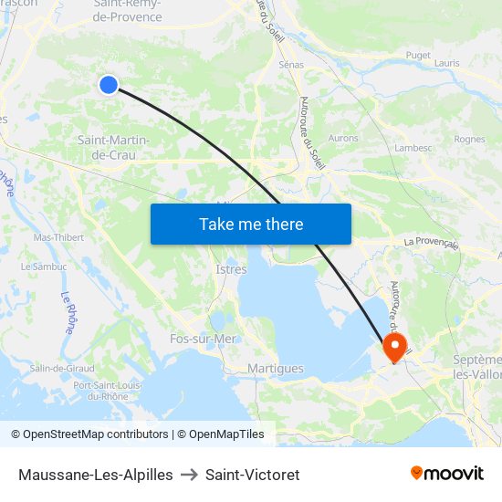 Maussane-Les-Alpilles to Saint-Victoret map