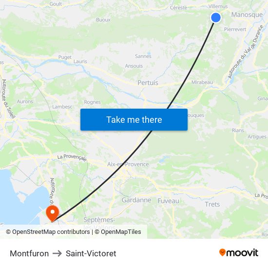 Montfuron to Saint-Victoret map