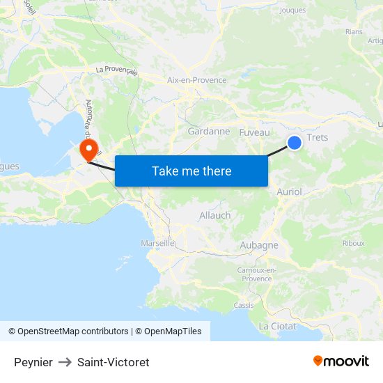 Peynier to Saint-Victoret map