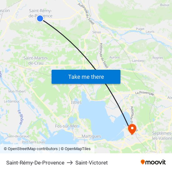 Saint-Rémy-De-Provence to Saint-Victoret map