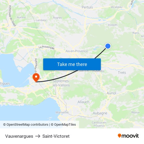 Vauvenargues to Saint-Victoret map