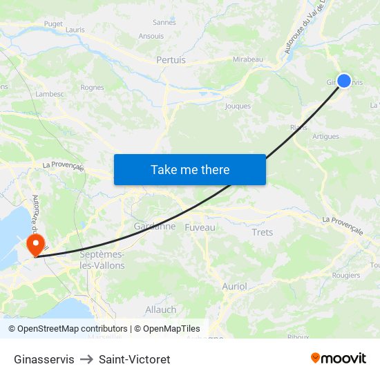 Ginasservis to Saint-Victoret map