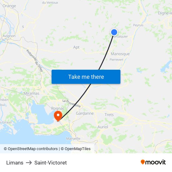 Limans to Saint-Victoret map