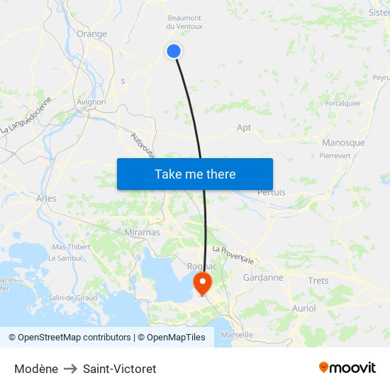 Modène to Saint-Victoret map