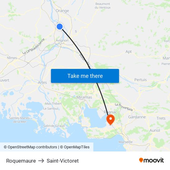 Roquemaure to Saint-Victoret map