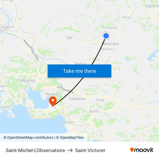 Saint-Michel-L'Observatoire to Saint-Victoret map