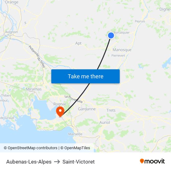 Aubenas-Les-Alpes to Saint-Victoret map