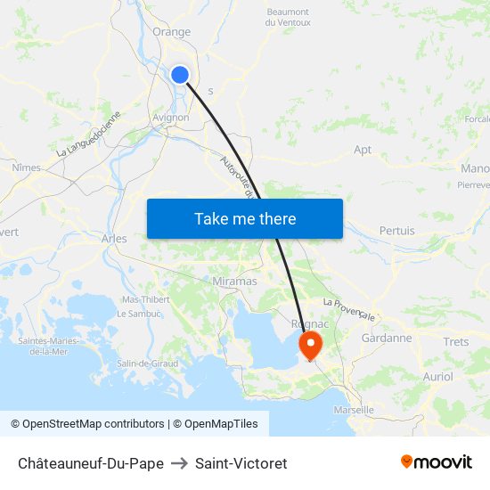 Châteauneuf-Du-Pape to Saint-Victoret map