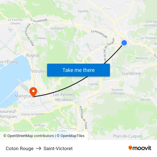 Coton Rouge to Saint-Victoret map