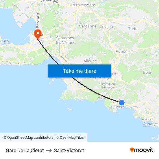 Gare De La Ciotat to Saint-Victoret map