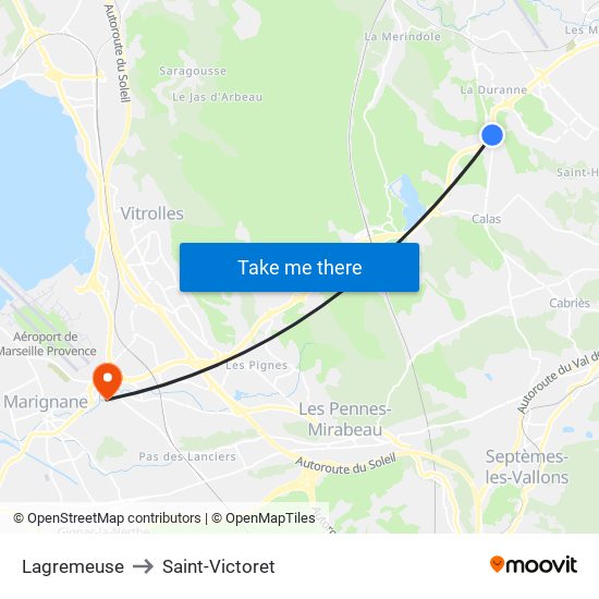 Lagremeuse to Saint-Victoret map