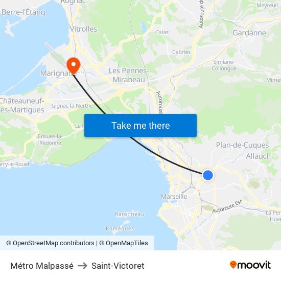 Métro Malpassé to Saint-Victoret map