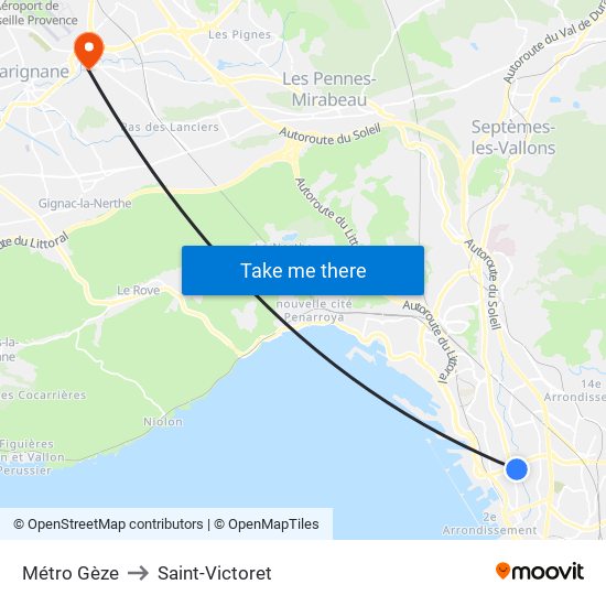 Métro Gèze to Saint-Victoret map