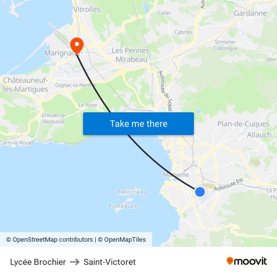 Lycée Brochier to Saint-Victoret map