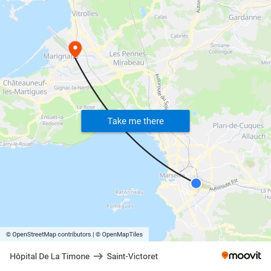 Hôpital De La Timone to Saint-Victoret map