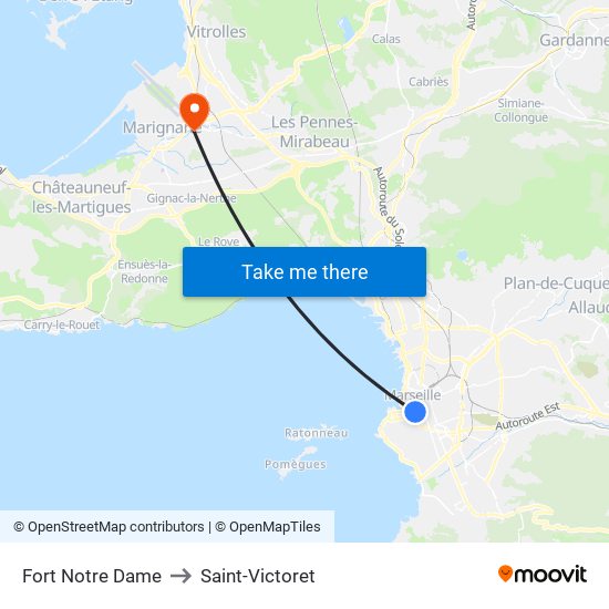 Fort Notre Dame to Saint-Victoret map