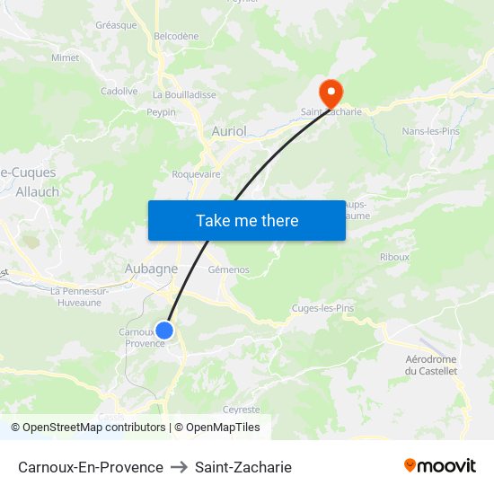 Carnoux-En-Provence to Saint-Zacharie map