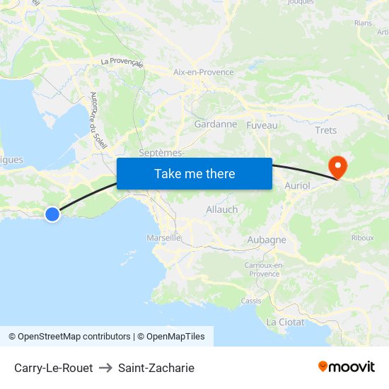 Carry-Le-Rouet to Saint-Zacharie map