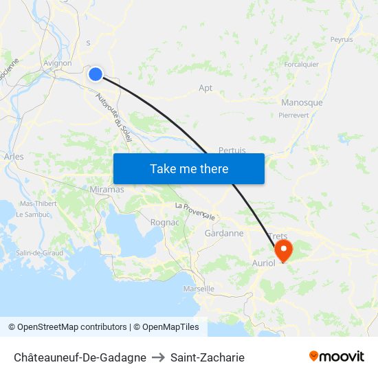 Châteauneuf-De-Gadagne to Saint-Zacharie map