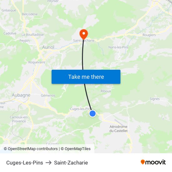 Cuges-Les-Pins to Saint-Zacharie map