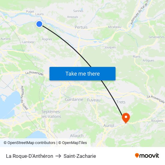La Roque-D'Anthéron to Saint-Zacharie map