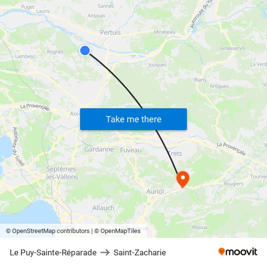 Le Puy-Sainte-Réparade to Saint-Zacharie map