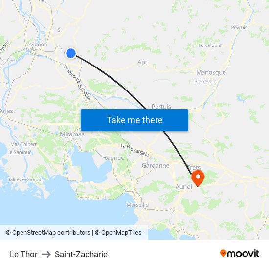 Le Thor to Saint-Zacharie map