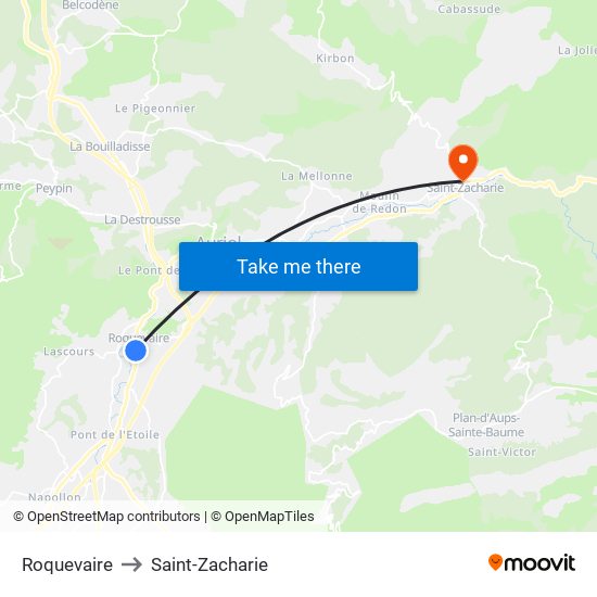 Roquevaire to Saint-Zacharie map