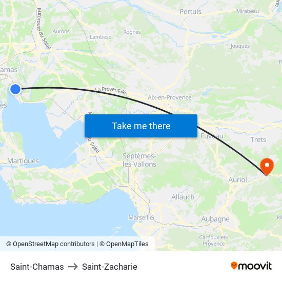 Saint-Chamas to Saint-Zacharie map