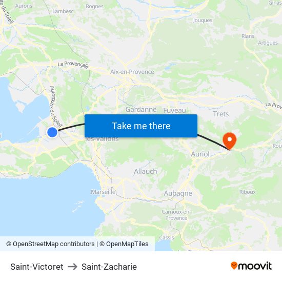 Saint-Victoret to Saint-Zacharie map