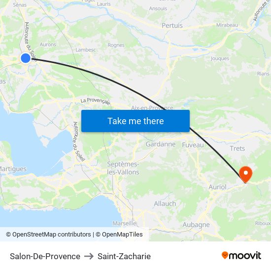 Salon-De-Provence to Saint-Zacharie map