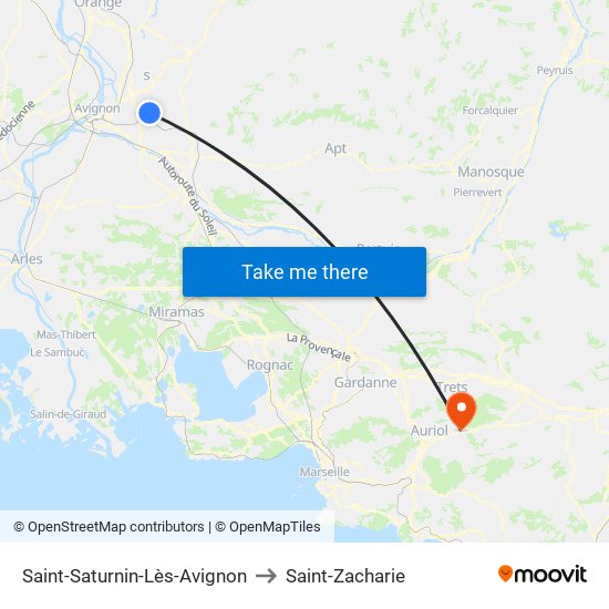 Saint-Saturnin-Lès-Avignon to Saint-Zacharie map