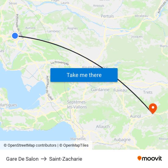 Gare De Salon to Saint-Zacharie map