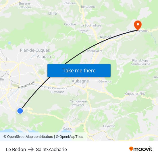 Le Redon to Saint-Zacharie map
