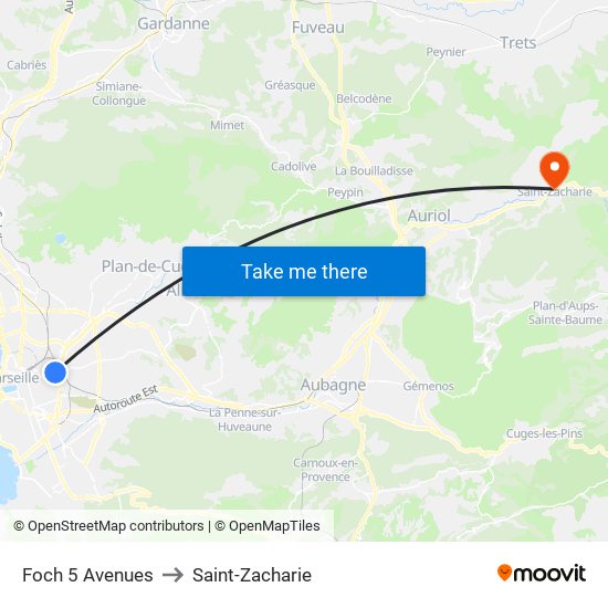 Foch 5 Avenues to Saint-Zacharie map