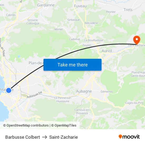 Barbusse Colbert to Saint-Zacharie map