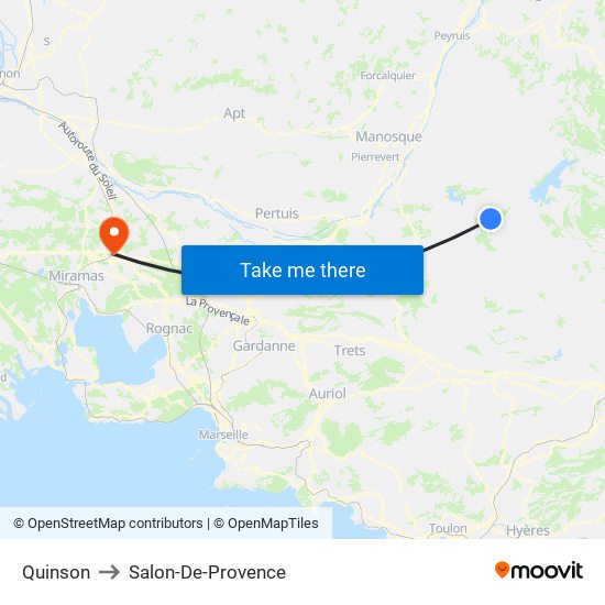 Quinson to Salon-De-Provence map