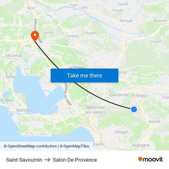 Saint-Savournin to Salon-De-Provence map